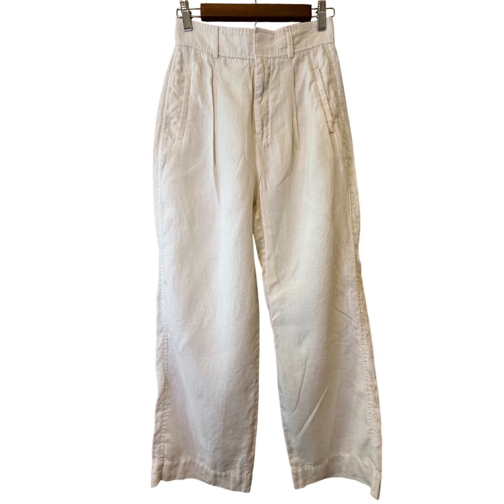 Everlane Pant 2 White 100% Linen Way-High Slouch Pant